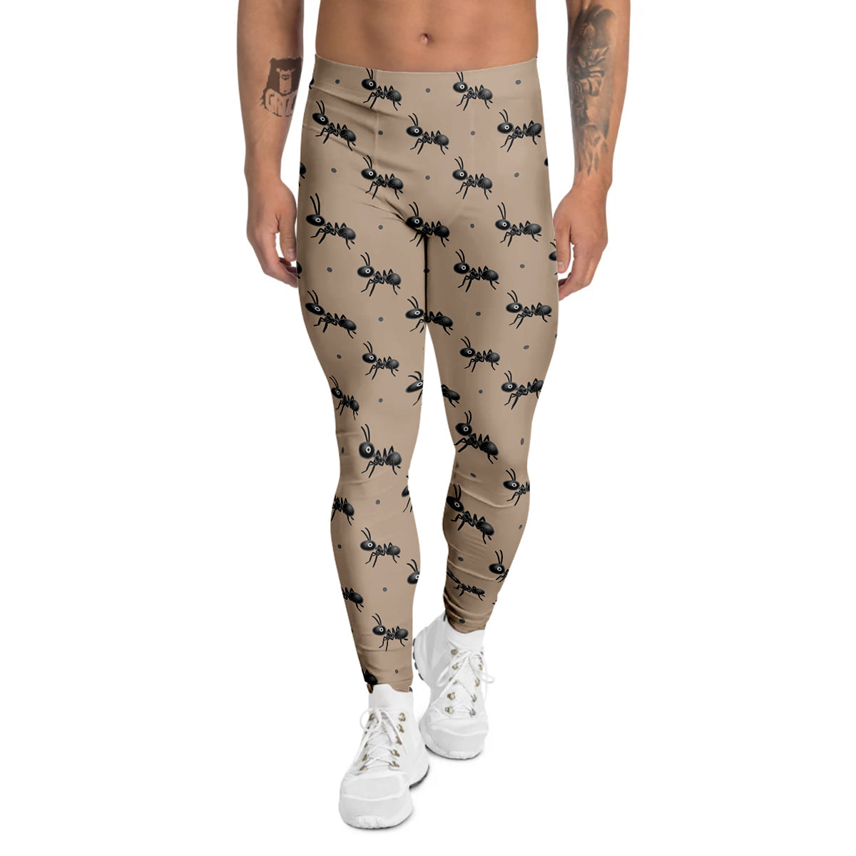 Black Ant Print Pattern Men's Leggings-grizzshop