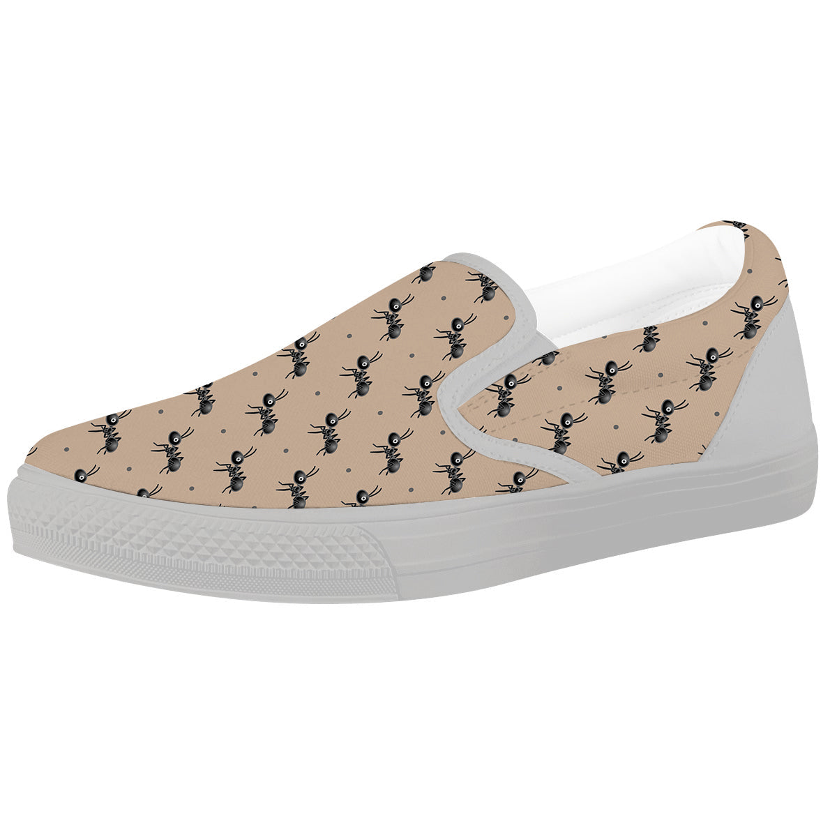 Black Ant Print Pattern White Slip On Shoes-grizzshop