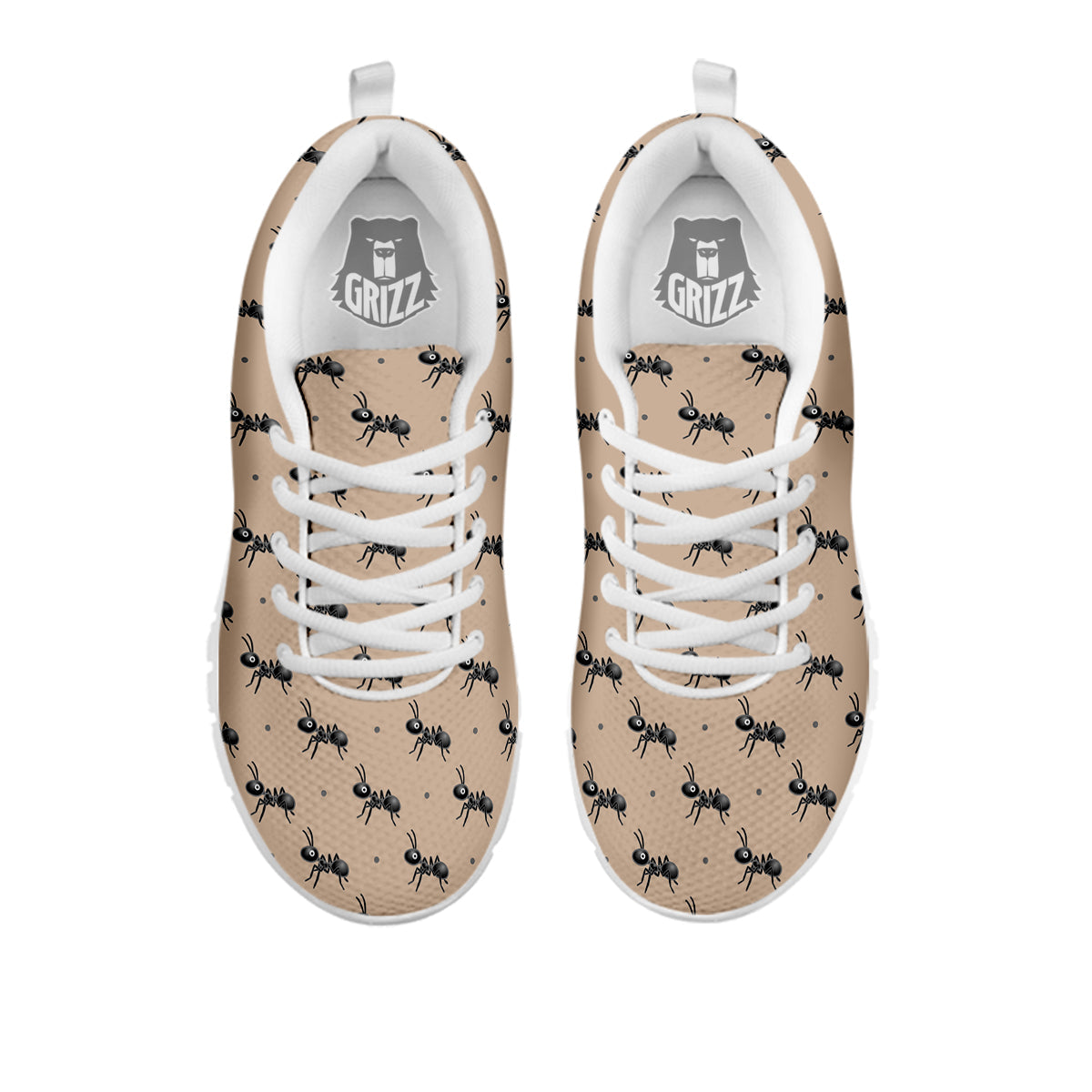 Black Ant Print Pattern White Sneaker-grizzshop
