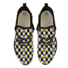 Black Argyle And Blue Yellow Print Pattern Black Athletic Shoes-grizzshop