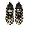 Black Argyle And Blue Yellow Print Pattern Black Sneaker-grizzshop