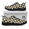 Black Argyle And Blue Yellow Print Pattern Black Sneaker-grizzshop