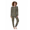 Black Argyle And Blue Yellow Print Pattern Women's Pajamas-grizzshop