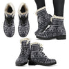 Black Aztec Elephant Pattern Print Comfy Winter Boots-grizzshop
