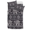 Black Aztec Elephant Pattern Print Duvet Cover Bedding Set-grizzshop
