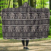 Black Aztec Elephant Pattern Print Hooded Blanket-grizzshop