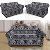 Black Aztec Elephant Pattern Print Loveseat Cover-grizzshop