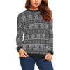 Black Aztec Elephant Pattern Print Women Crewneck Sweatshirt-grizzshop