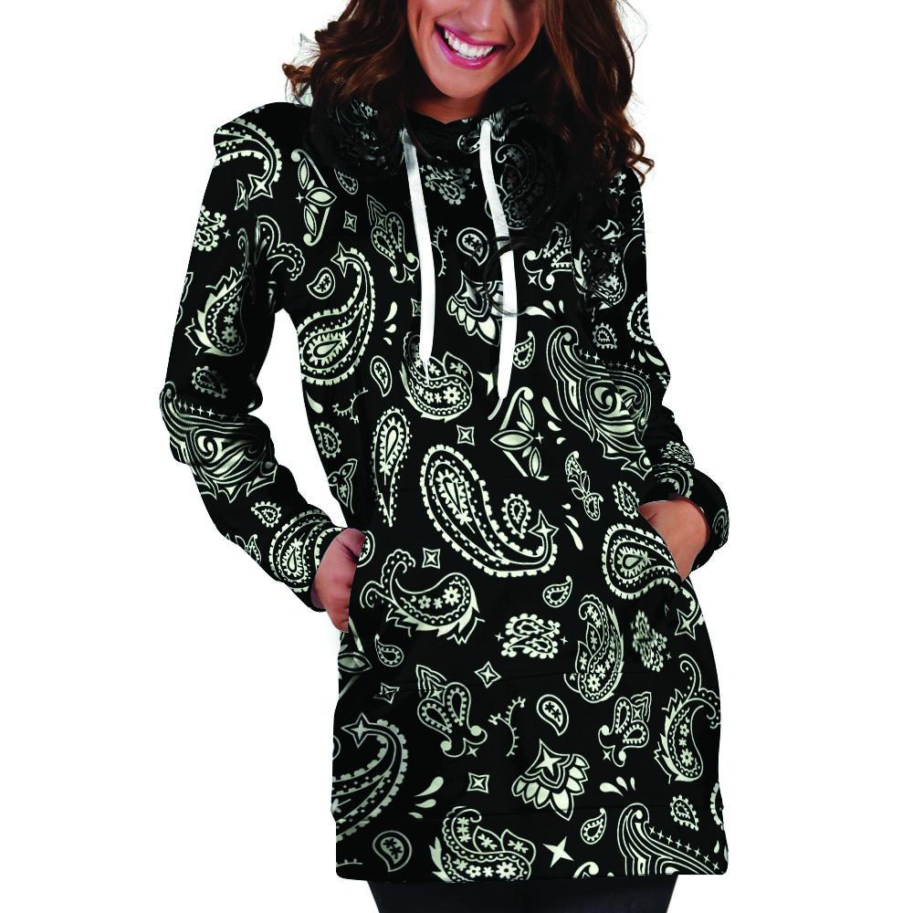 Black Bandana Hoodie Dress-grizzshop