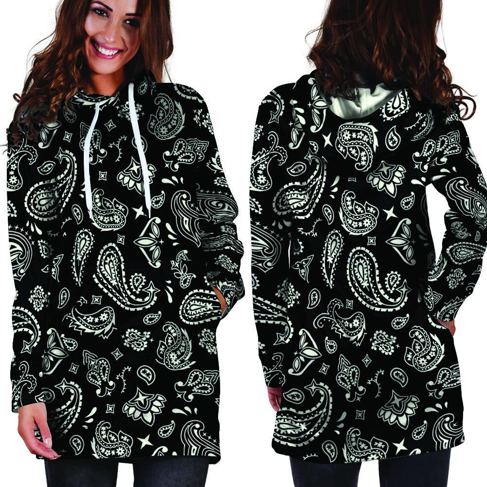 Black Bandana Hoodie Dress-grizzshop