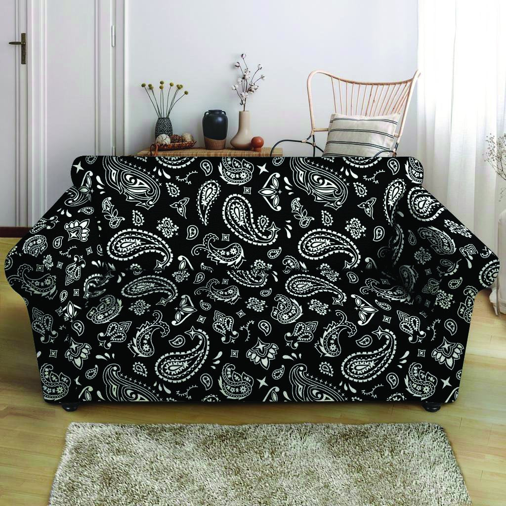 Black Bandana Loveseat Cover-grizzshop