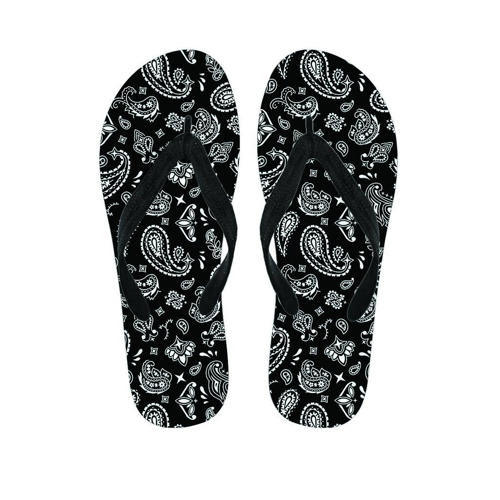 Black Bandana Men's Flip Flops-grizzshop