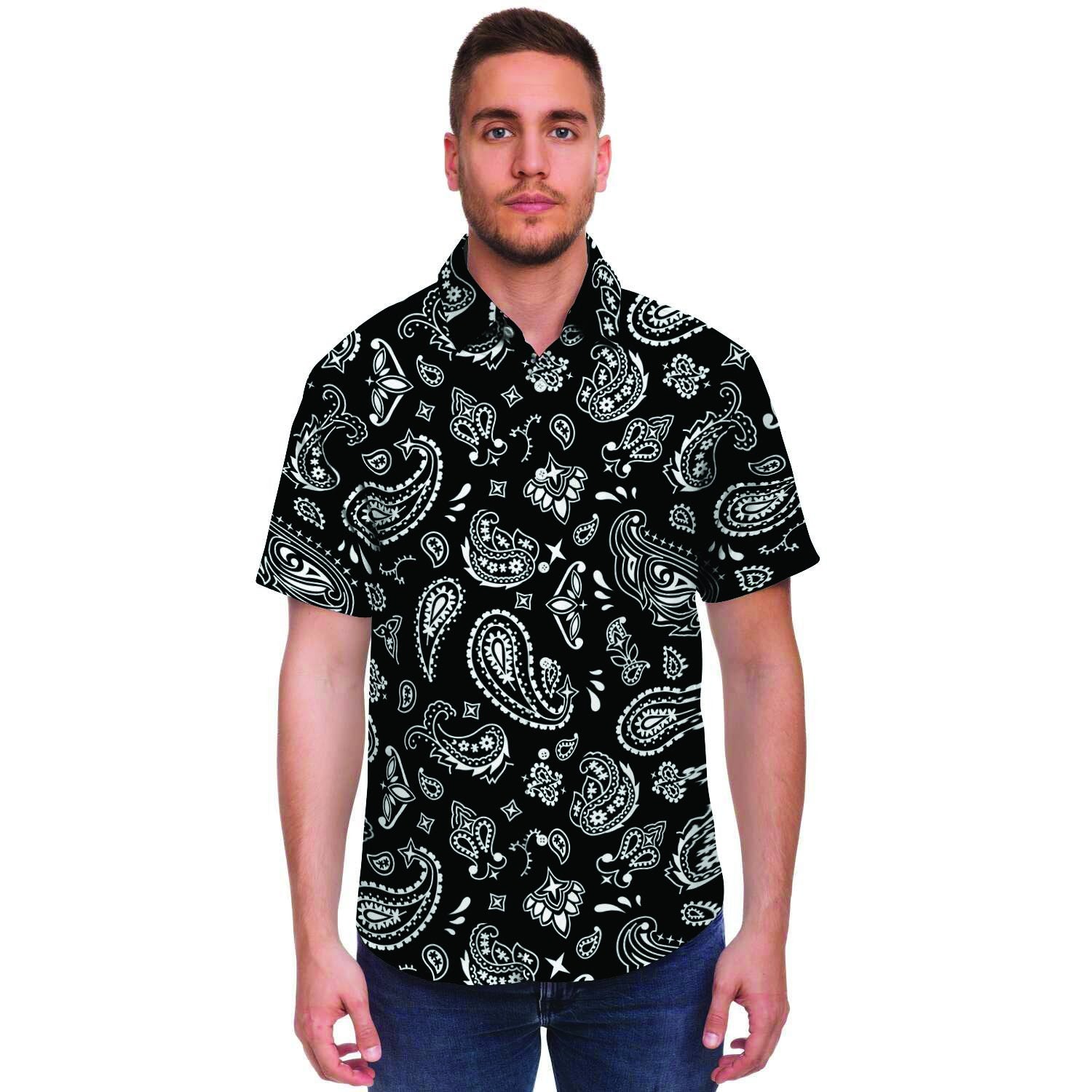 Black Bandana Men's Short Sleeve Shirt-grizzshop