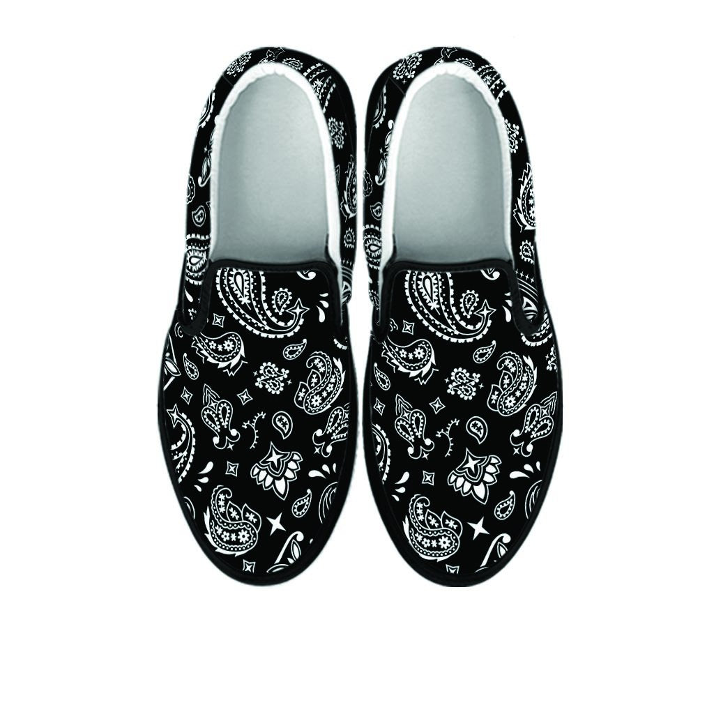 Black Bandana Men's Slip On Sneakers-grizzshop