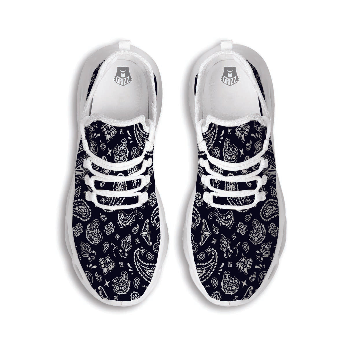 Black Bandana White Running Shoes-grizzshop