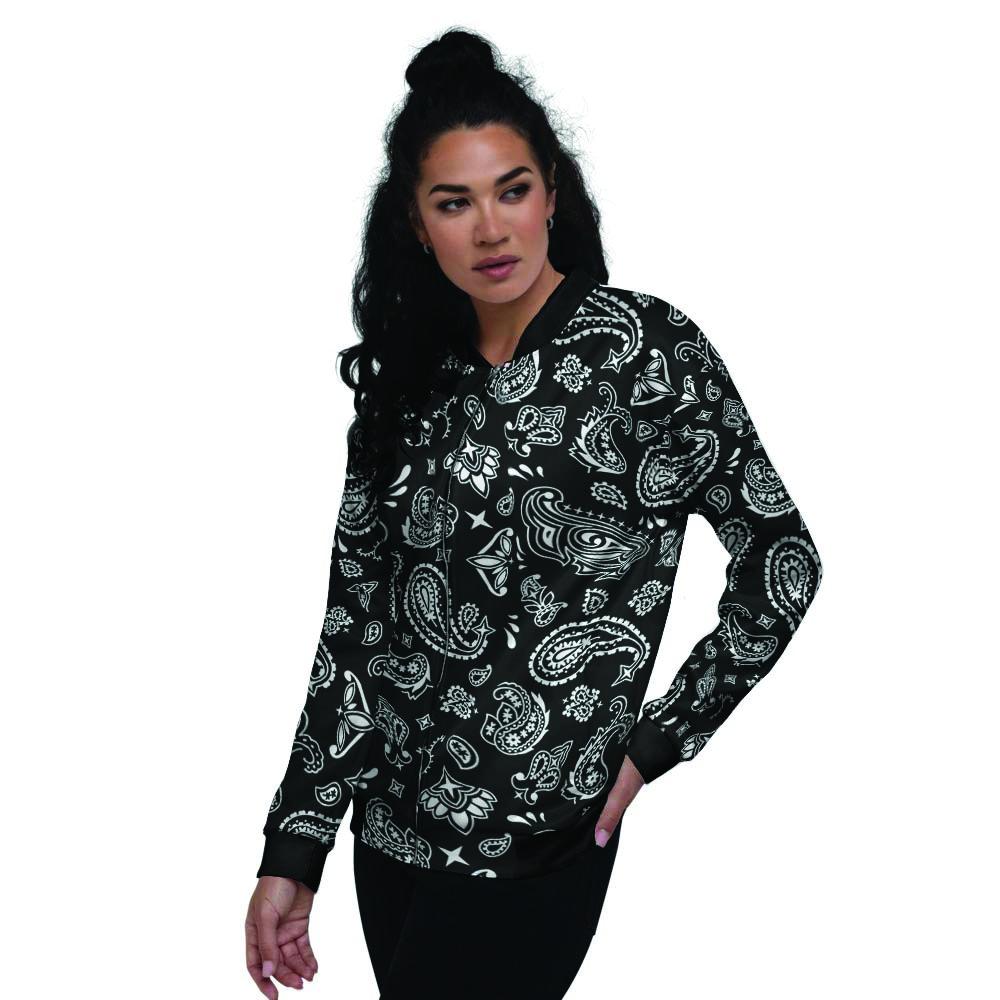 Black Bandana Women's Bomber Jacket-grizzshop