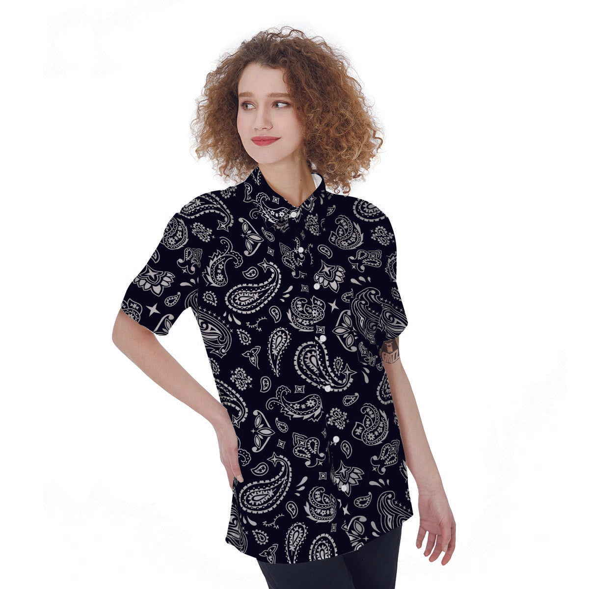 Black Bandana Women's Short Sleeve Shirts-grizzshop