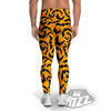 Black Bat And Orange Striped Print Pattern Men's Leggings-grizzshop