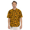 Black Bat And Orange Striped Print Pattern Men's Short Sleeve Shirts-grizzshop