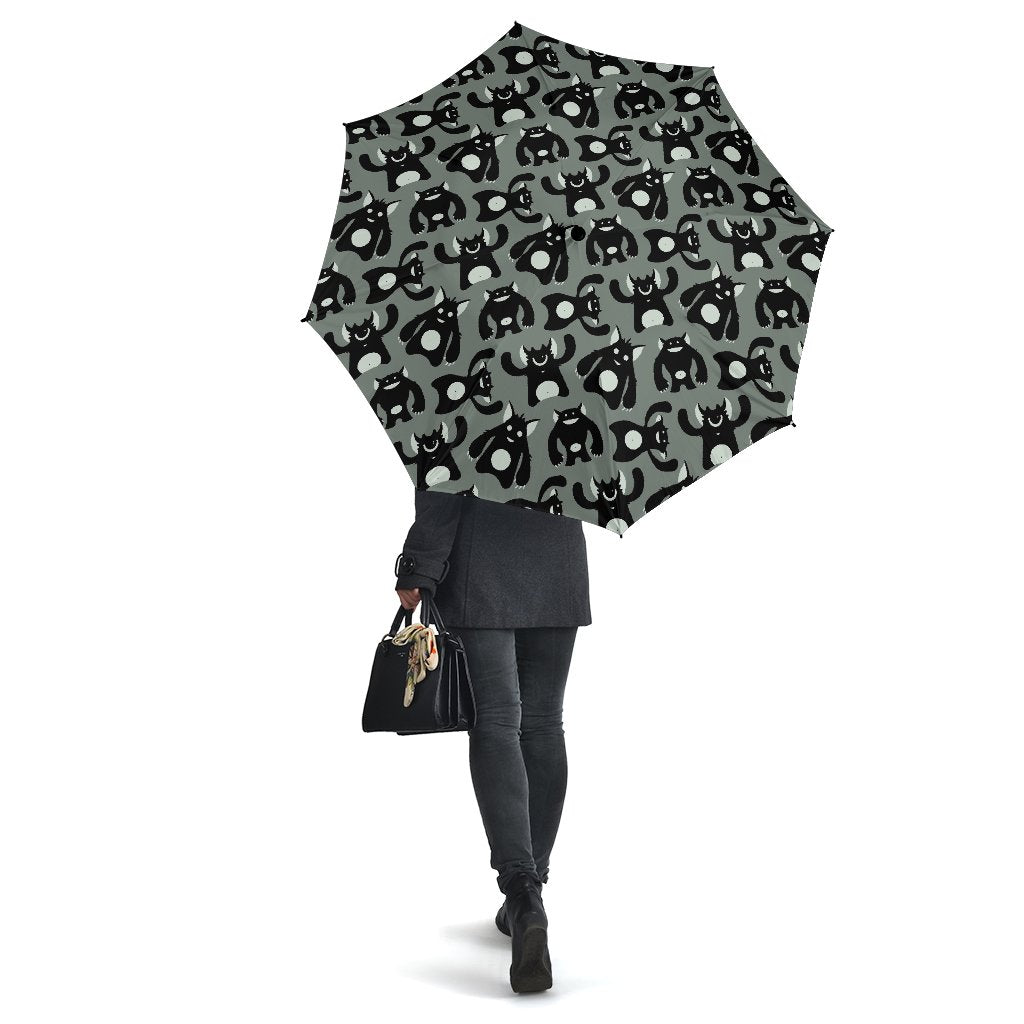 Black Bigfoot Pattern Print Automatic Foldable Umbrella-grizzshop