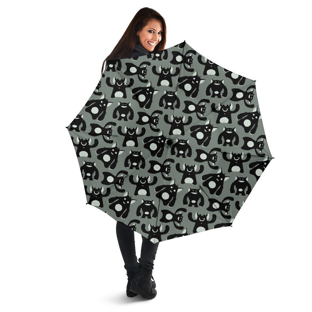 Black Bigfoot Pattern Print Automatic Foldable Umbrella-grizzshop