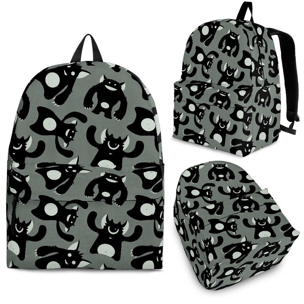 Black Bigfoot Pattern Print Backpack-grizzshop