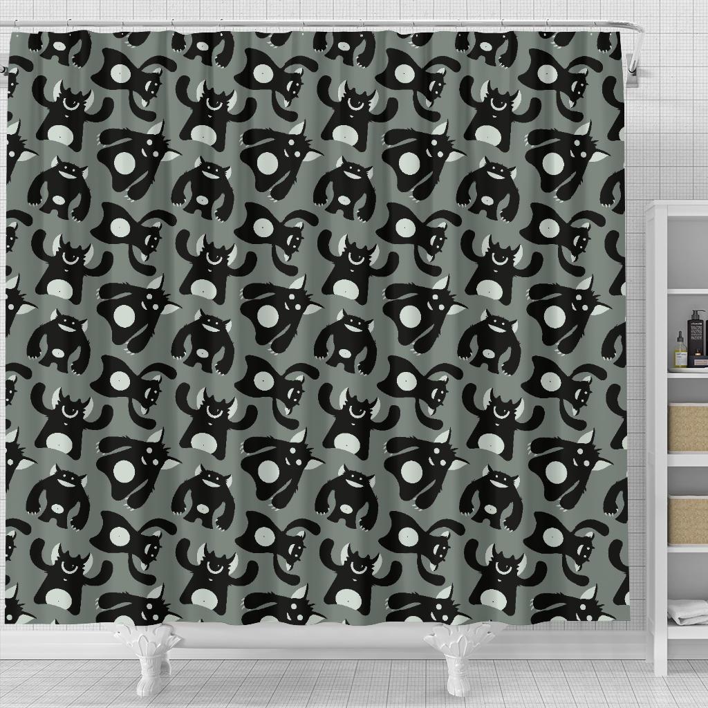 Black Bigfoot Pattern Print Bathroom Shower Curtain-grizzshop