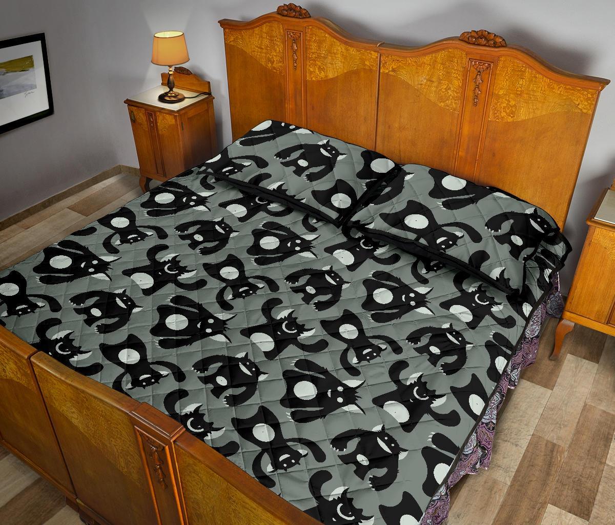 Black Bigfoot Pattern Print Bed Set Quilt-grizzshop