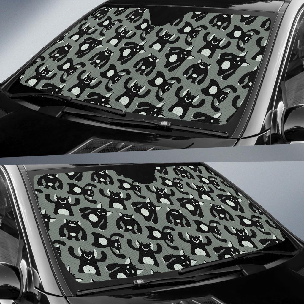 Black Bigfoot Pattern Print Car Sun Shade-grizzshop