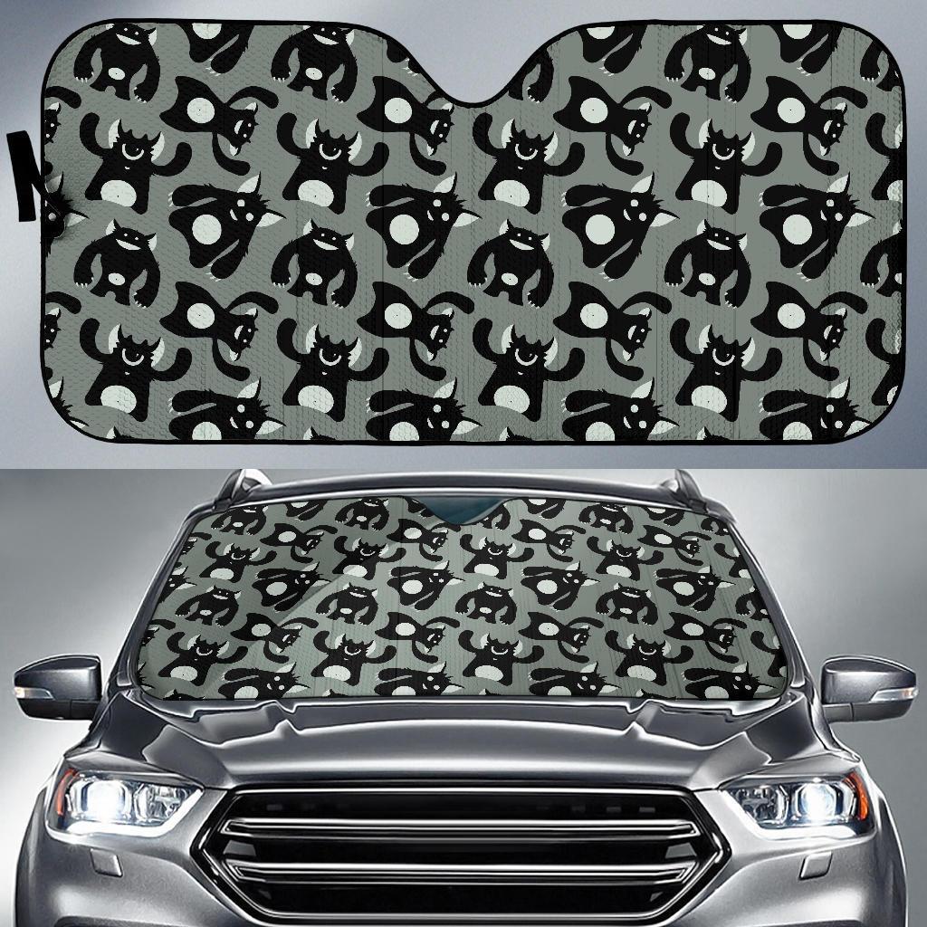 Black Bigfoot Pattern Print Car Sun Shade-grizzshop