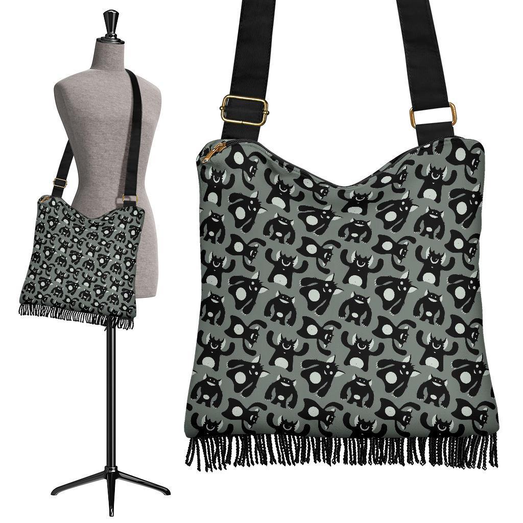 Black Bigfoot Pattern Print Crossbody bags-grizzshop