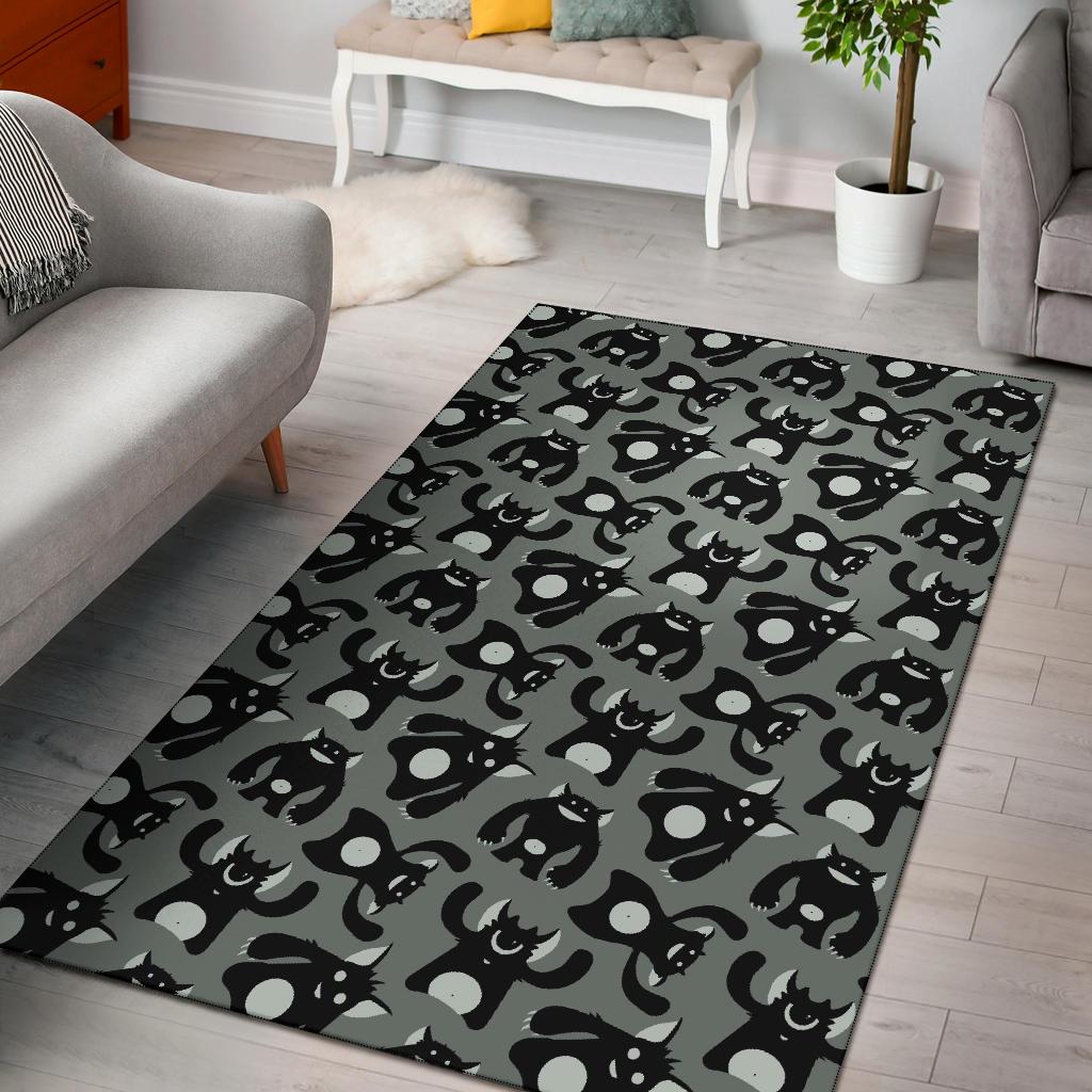 Black Bigfoot Pattern Print Floor Mat-grizzshop