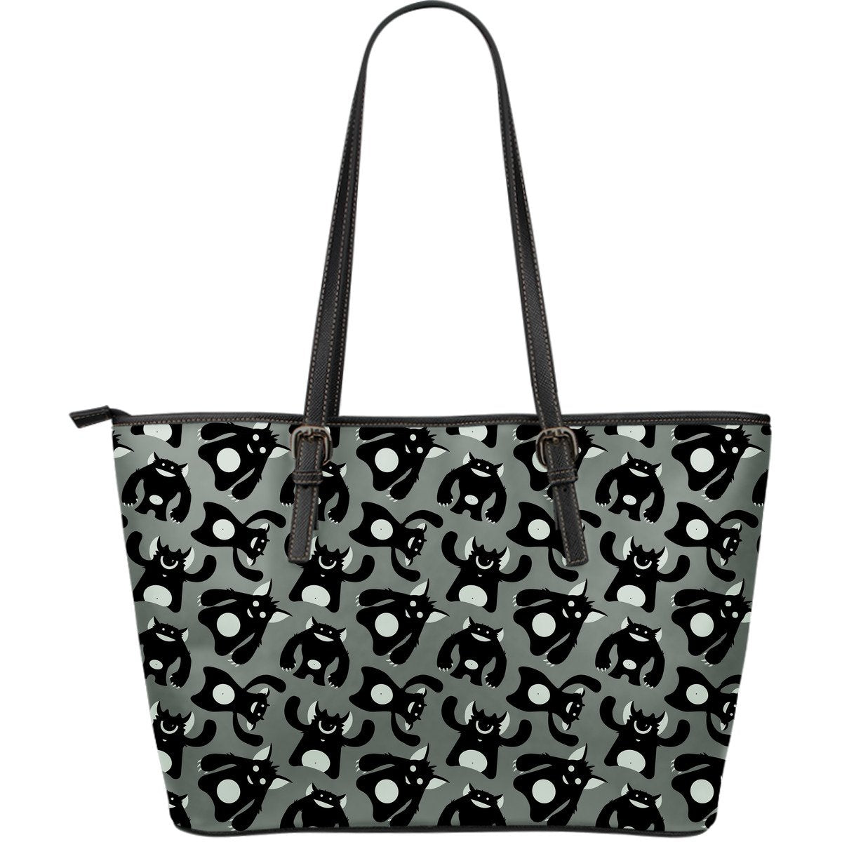 Black Bigfoot Pattern Print Leather Tote Bag-grizzshop