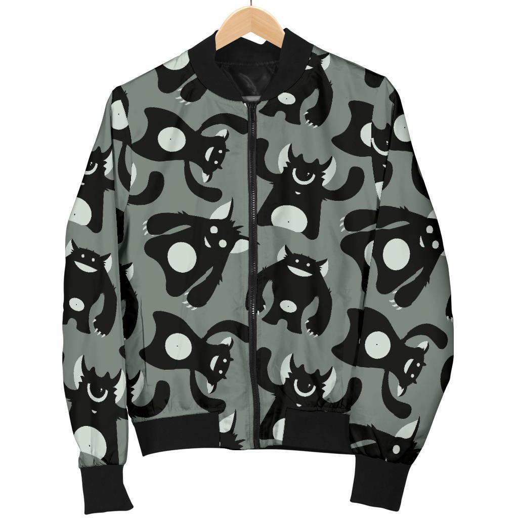 Black Bigfoot Pattern Print Men's Bomber Jacket-grizzshop