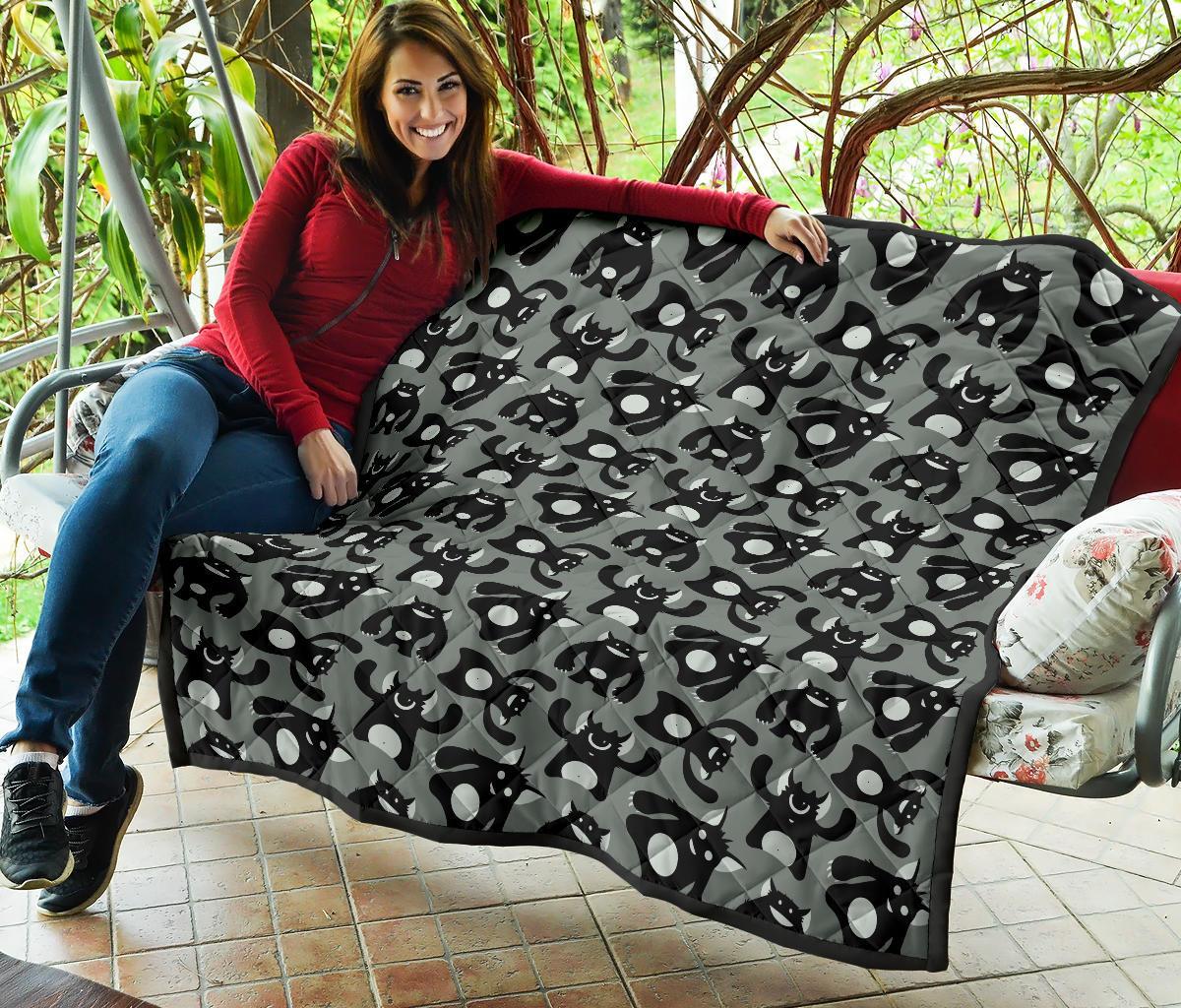 Black Bigfoot Pattern Print Quilt-grizzshop