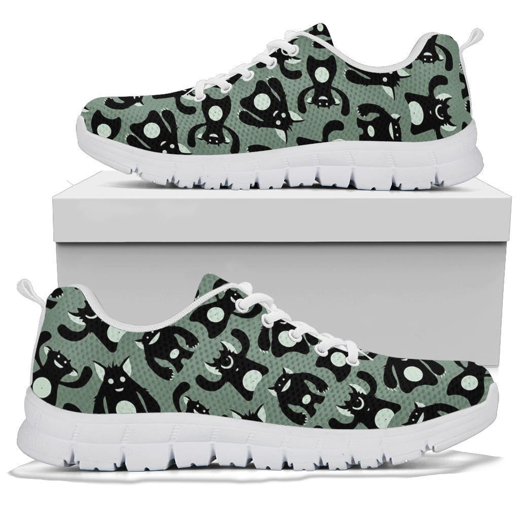 Black Bigfoot Pattern Print Sneaker Shoes For Men Women-grizzshop