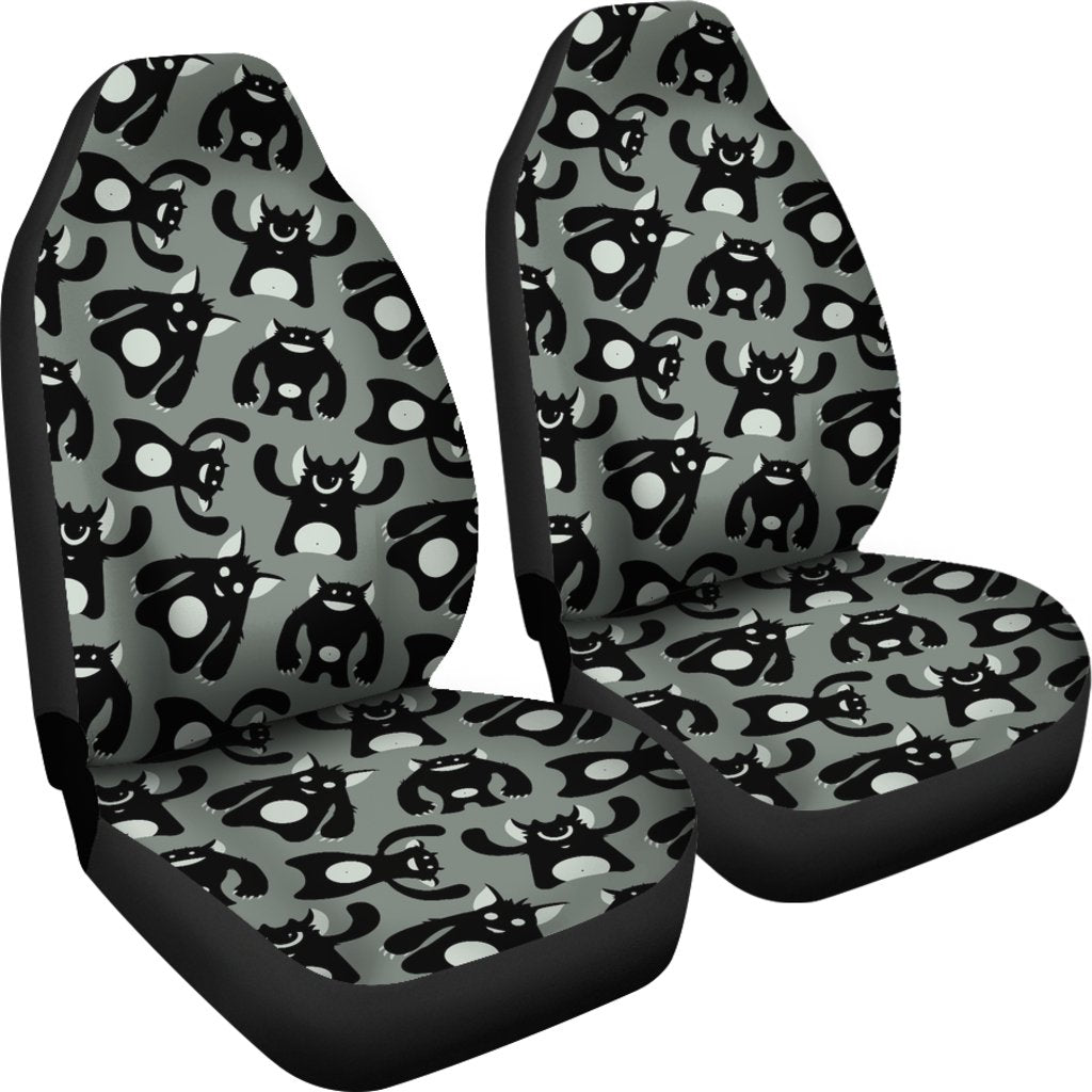 Black Bigfoot Pattern Print Universal Fit Car Seat Covers-grizzshop