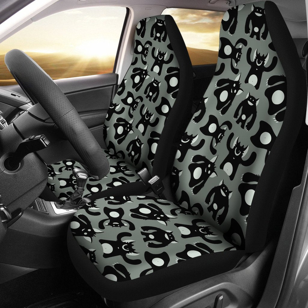 Black Bigfoot Pattern Print Universal Fit Car Seat Covers-grizzshop