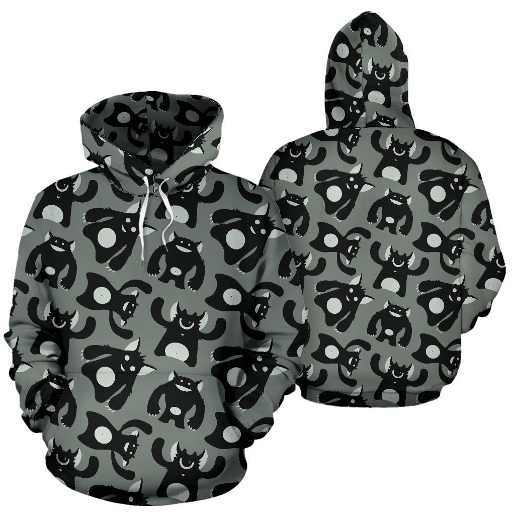 Black Bigfoot Pattern Print Women Men Pullover Hoodie-grizzshop