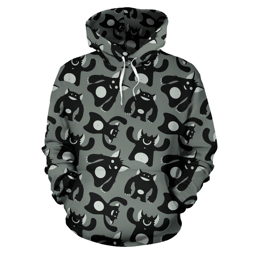 Black Bigfoot Pattern Print Women Men Pullover Hoodie-grizzshop