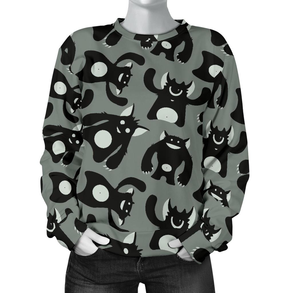 Black Bigfoot Pattern Print Women's Sweatshirt-grizzshop