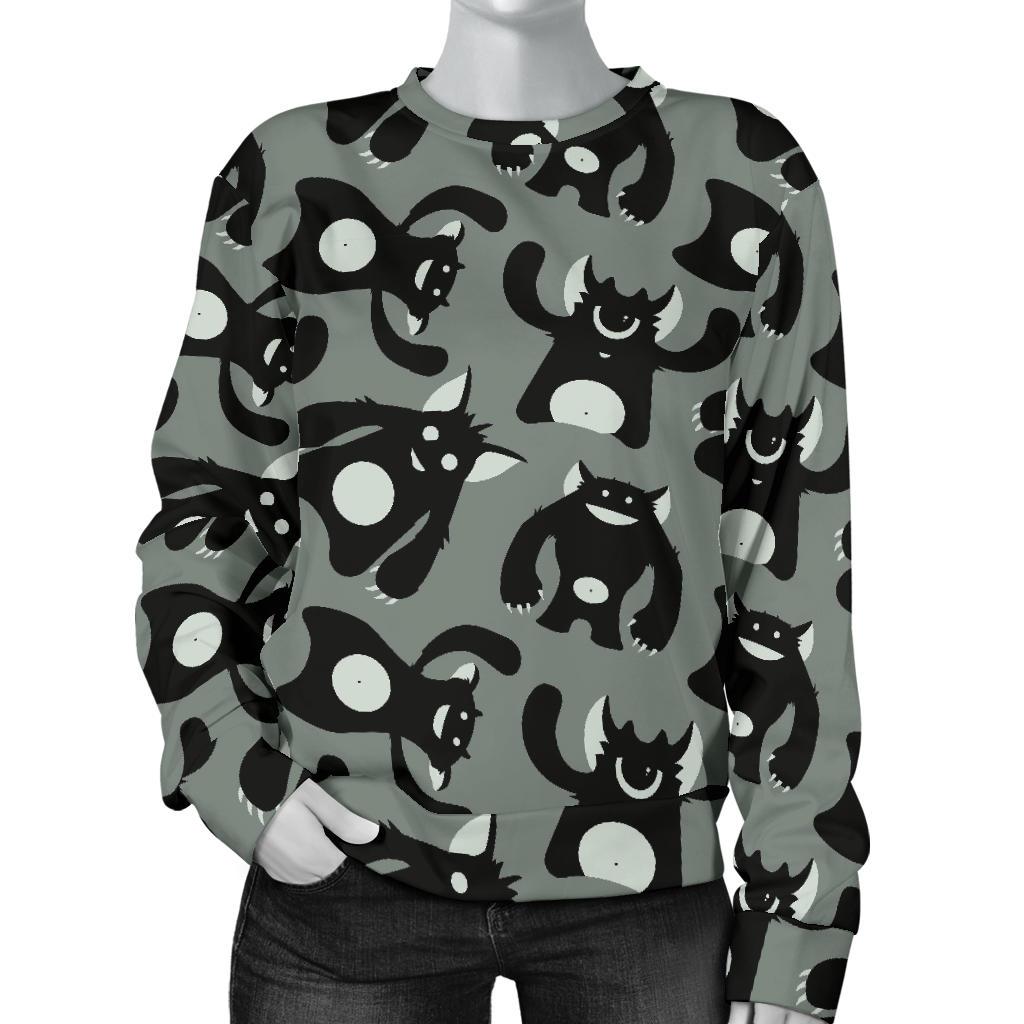 Black Bigfoot Pattern Print Women's Sweatshirt-grizzshop