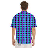 Black Blue And Purple Argyle Print Men's Short Sleeve Shirts-grizzshop