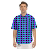 Black Blue And Purple Argyle Print Men's Short Sleeve Shirts-grizzshop