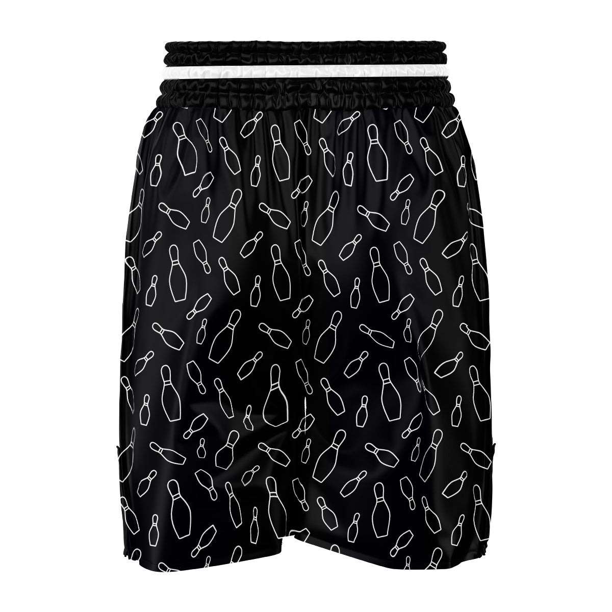 Black Bowling Pins Print Pattern Boxing Shorts-grizzshop