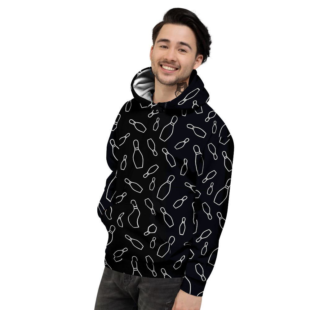 Black Bowling Pins Print Pattern Men's Hoodie-grizzshop