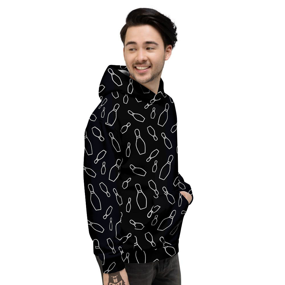 Black Bowling Pins Print Pattern Men's Hoodie-grizzshop