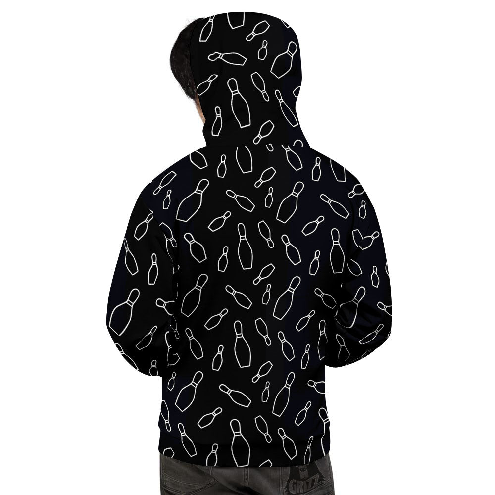 Black Bowling Pins Print Pattern Men's Hoodie-grizzshop