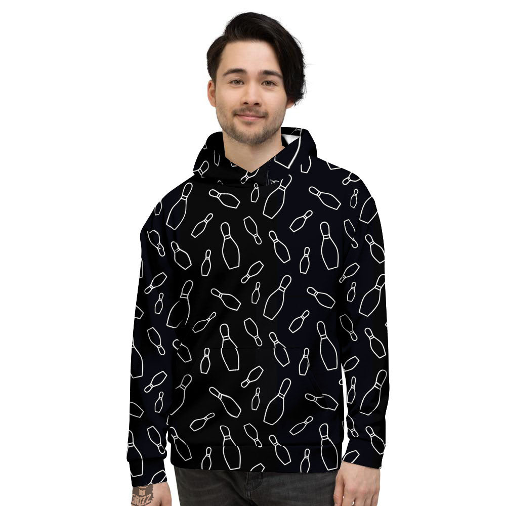Black Bowling Pins Print Pattern Men's Hoodie-grizzshop