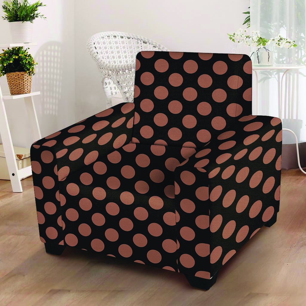 Black Brown Polka Dot Armchair Cover-grizzshop